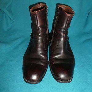 Breather Wright Men's 9D Zipper Ankle Boots Brown Leather Boots Vintage